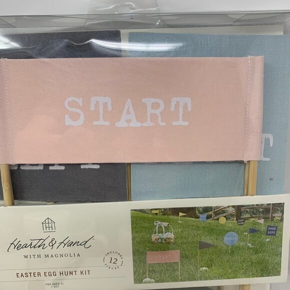 Hearth & Hand By Magnolia Easter Egg Hunt Kit Flag Markers Family Home Decor - Picture 3 of 7